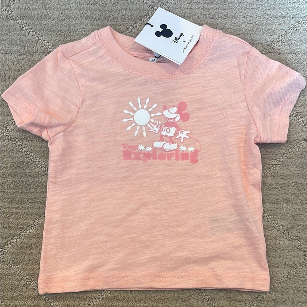 Janie and Jack Disney Pink Short Sleeve Tee with Mickie Graphic